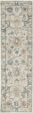 8' Ivory Hand Tufted Space Dyed Floral Traditional Indoor Runner Rug