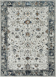 Ivory Grey Machine Woven Floral Traditional Indoor Runner Rug