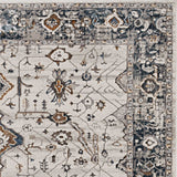 6' x 9' Ivory or Grey Floral Vine Bordered Indoor Area Rug