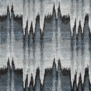 HomeRoots 5'X8' Blue Ivory Machine Woven Geometric Waves Indoor Area Rug 374852-HOMEROOTS 374852