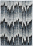 HomeRoots 5'X8' Blue Ivory Machine Woven Geometric Waves Indoor Area Rug 374852-HOMEROOTS 374852