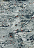 7' Grey Teal Machine Woven Abstract Splatter Indoor Runner Rug