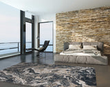 7' x 9' Grey Abstract Marble Design Indoor Area Rug