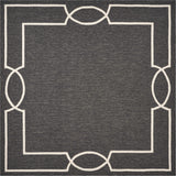 2'x3' Onyx Black Hand Hooked UV Treated Bordered Indoor Outdoor Accent Rug