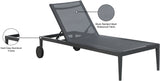 Nizuc Waterproof Mesh Fabric / Aluminum Contemporary Black Mesh Waterproof Fabric Outdoor Patio Aluminum Mesh Chaise Lounge Chair - 80.5" W x 29" D x 13.5" H