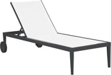 Nizuc Waterproof Mesh Fabric / Aluminum Contemporary White Mesh Waterproof Fabric Outdoor Patio Aluminum Mesh Chaise Lounge Chair - 80.5" W x 29" D x 13.5" H