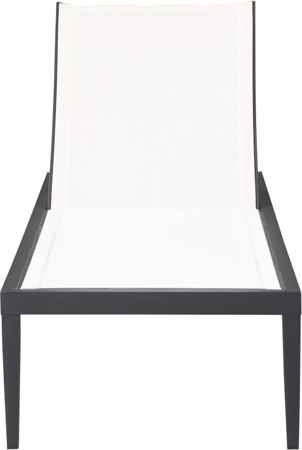 Nizuc Waterproof Mesh Fabric / Aluminum Contemporary White Mesh Waterproof Fabric Outdoor Patio Aluminum Mesh Chaise Lounge Chair - 80.5" W x 29" D x 13.5" H