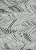 7' x 11' Grey Feather Pattern Indoor Outdoor Area Rug