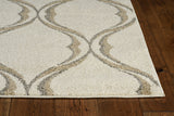 HomeRoots 7'X10' Sand Ivory Machine Woven Uv Treated Ogee Indoor Outdoor Area Rug 375016-HOMEROOTS 375016