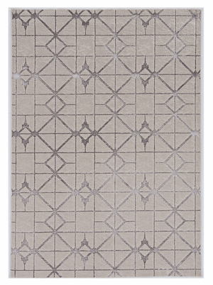 HomeRoots 5'X8' Ivory Silver Machine Woven Geometric Indoor Area Rug 375029-HOMEROOTS 375029