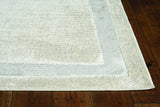 8'x11' Ivory Silver Machine Woven Bordered Indoor Area Rug