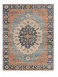 5'X7' Blue Hand Woven Floral Medallion Indoor Area Rug