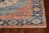 HomeRoots 5'X7' Blue Hand Woven Floral Medallion Indoor Area Rug 375079-HOMEROOTS 375079