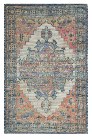 HomeRoots 5'X7' Blue Rust Orange Hand Woven Diamond Medallion Indoor Area Rug 375089-HOMEROOTS 375089