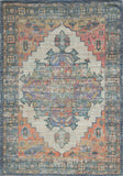 HomeRoots 5'X7' Blue Rust Orange Hand Woven Diamond Medallion Indoor Area Rug 375089-HOMEROOTS 375089