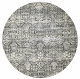 8' Grey Machine Woven Traditional Round Indoor Area Rug