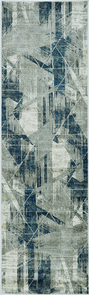 91 X 130 Greyor Blue Polyester or Viscose Rug