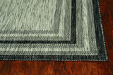 3'x4' Grey Machine Woven UV Treated Bordered Indoor Outdoor Accent Rug