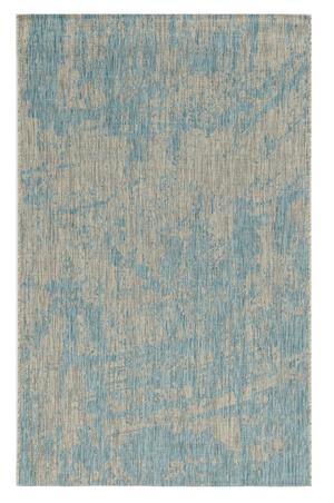 HomeRoots 8'X11' Teal Machine Woven Abstract Strokes Indoor Outdoor Area Rug 375216-HOMEROOTS 375216