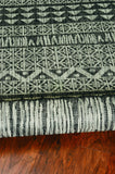 8'x11' Charcoal Machine Woven UV Treated Tribal Indoor Outdoor Area Rug