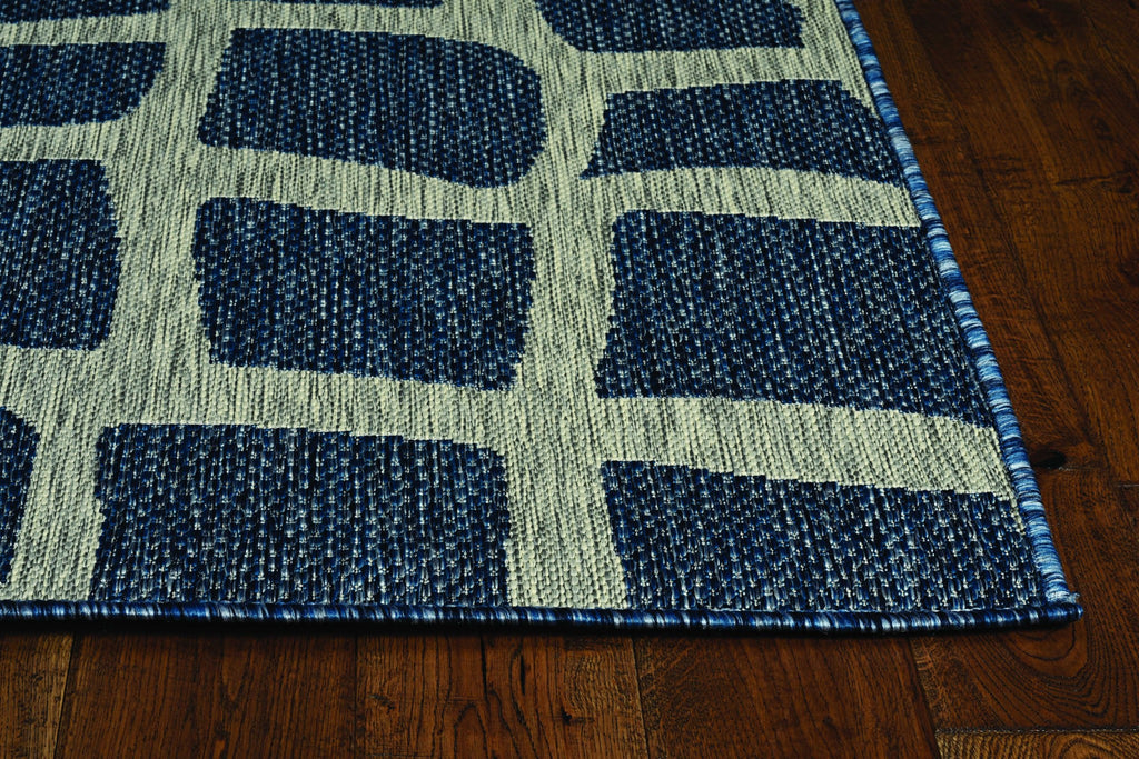 3'x4' Blue Grey Machine Woven UV Treated Abstract Indoor Outdoor Accent Rug