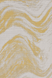 HomeRoots 8' Ivory Gold Machine Woven Abstract Waves Round Indoor Outdoor Area Rug 375236-HOMEROOTS 375236