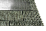 3'x4' Grey Machine Woven UV Treated Geometric Blocks Indoor Outdoor Accent Rug