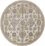 8'x11' Ivory Sand Machine Woven Bordered Floral Vines Indoor Area Rug