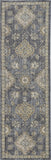 2' x 7' Slate Grey Floral Vine Wool Indoor Runner Rug