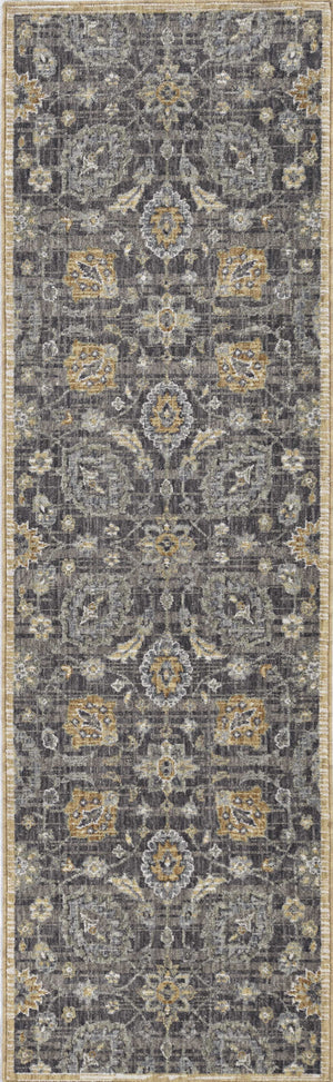 3' x 5' Taupe Floral Vine Bordered Wool Indoor Area Rug