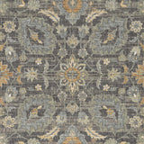 3' x 5' Taupe Floral Vine Bordered Wool Indoor Area Rug