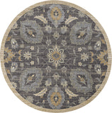 3' x 5' Taupe Floral Vine Bordered Wool Indoor Area Rug