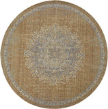 2' x 7' Coffee Vintage Medallion Bordered Wool Indoor Runner Rug