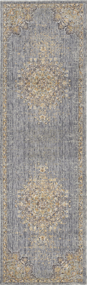 HomeRoots 8' Slate Grey Machine Woven Vintage Traditional Indoor Runner Rug 375298-HOMEROOTS 375298