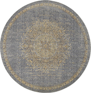 3' x 5' Slate Grey Medallion Bordered Wool Indoor Area Rug