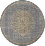 3' x 5' Slate Grey Medallion Bordered Wool Indoor Area Rug