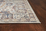 Beige Machine Woven Bordered Floral Indoor Runner Rug