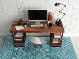 5'x8' Distressed Ocean Blue Geometric Bohemian Design Area Rug