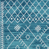 9' X 13' Ocean Blue Geometric Boho Indoor Area Rug