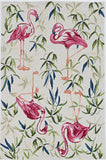 2'x3' Ivory Pink Hand Hooked Flamingo Indoor Accent Rug