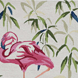 8' Ivory Pink Hand Hooked Flamingo Round Indoor Area Rug