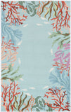 2'x3' Ivory Hand Hooked Bordered Coral Reef Indoor Accent Rug
