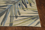 Ivory Blue Hand Tufted Tropical Palms Indoor Runner Rug