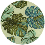 8' Ivory Hand Tufted Tropical Monstera Round Indoor Area Rug
