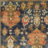 2' x 7' Navy Floral Tapestry Wool Runner Rug