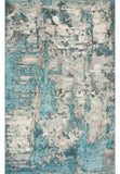 8'x10' Ivory Teal Machine Woven Abstract Watercolor Indoor Area Rug