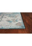 8'x10' Ivory Teal Machine Woven Abstract Watercolor Indoor Area Rug