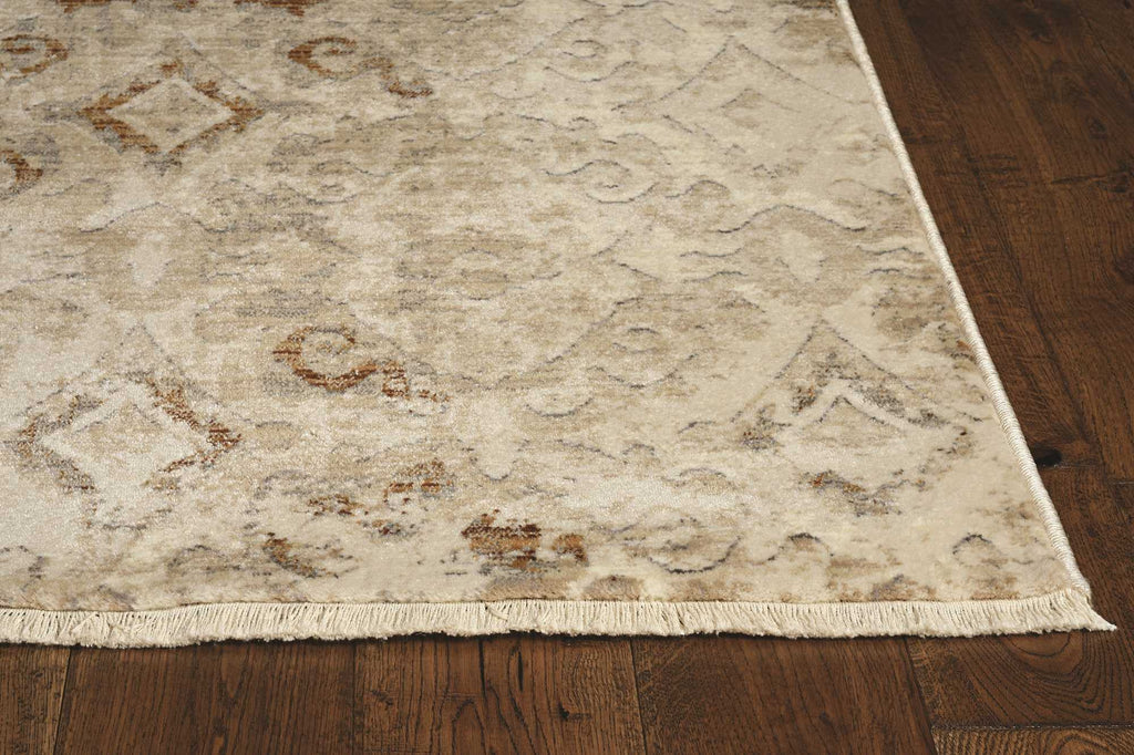 8' Sand Ivory Machine Woven Vintage Traditional Runner Rug