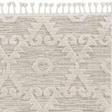 HomeRoots 12'X15' Ivory Beige Machine Woven Geometric With Fringe Indoor Area Rug 375676-HOMEROOTS 375676