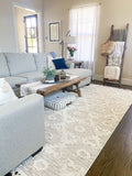 HomeRoots 12'X15' Ivory Beige Machine Woven Geometric With Fringe Indoor Area Rug 375676-HOMEROOTS 375676